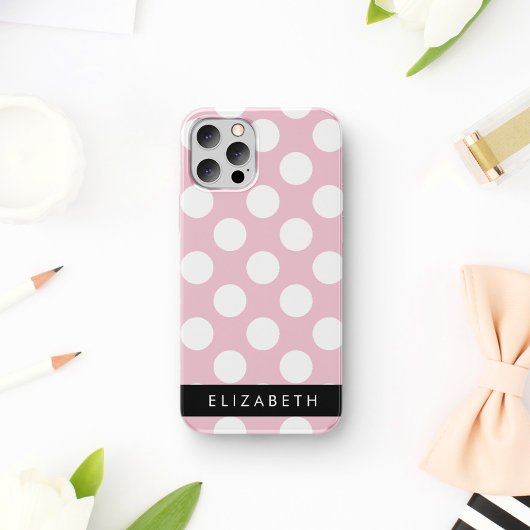 Pink Polka Dots, Polka Dot Pattern, Ihr Name Case-Mate iPhone Hülle