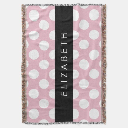 Pink Polka Dots, Polka Dot Pattern, Ihr Name Decke (Vorderseite Vertikal)