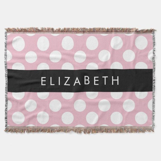 Pink Polka Dots, Polka Dot Pattern, Ihr Name Decke (Vorderseite)