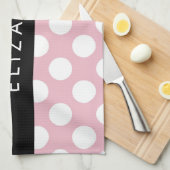 Pink Polka Dots, Polka Dot Pattern, Ihr Name Geschirrtuch (Viertel Falte)