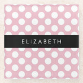 Pink Polka Dots, Polka Dot Pattern, Ihr Name Glasuntersetzer (Vorderseite)