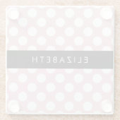 Pink Polka Dots, Polka Dot Pattern, Ihr Name Glasuntersetzer (Rückseite)