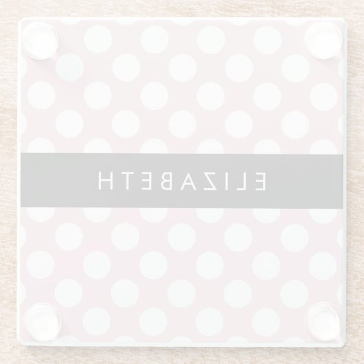 Pink Polka Dots, Polka Dot Pattern, Ihr Name Glasuntersetzer (Rückseite)