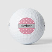 Pink Polka Dots, Polka Dot Pattern, Ihr Name Golfball (Vorderseite)