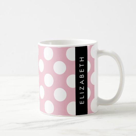 Pink Polka Dots, Polka Dot Pattern, Ihr Name Kaffeetasse (Rechts)
