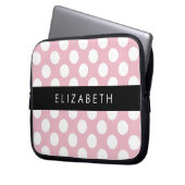 Pink Polka Dots, Polka Dot Pattern, Ihr Name Laptopschutzhülle (Vorderseite Links)