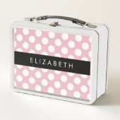 Pink Polka Dots, Polka Dot Pattern, Ihr Name Metall Brotdose (Vorderseite)