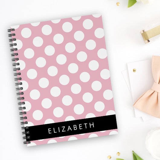 Pink Polka Dots, Polka Dot Pattern, Ihr Name Notizblock