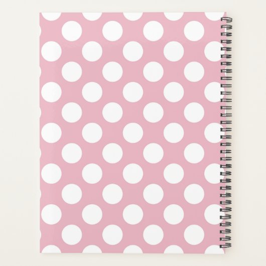 Pink Polka Dots, Polka Dot Pattern, Ihr Name Planer (Rückseite)