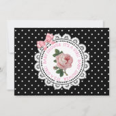 Pink Polka Dots Rose Girl's Baby Shower Einladung (Vorderseite)