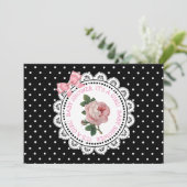 Pink Polka Dots Rose Girl's Baby Shower Einladung (Stehend Vorderseite)