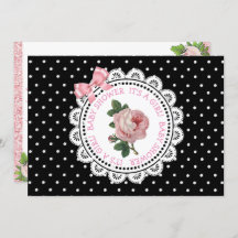 Pink Polka Dots Rose Girl's Baby Shower Einladung