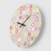 Pink Polka Dots Round Wall Clock Große Wanduhr (Winkel)