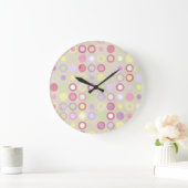 Pink Polka Dots Round Wall Clock Große Wanduhr (Zuhause)