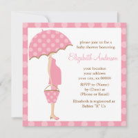 Pink Polka Dots Umbrella Mama Babydusche