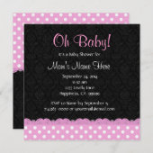Pink Polka Dots und Lace Girl Baby Dusche Einladung (Vorne/Hinten)