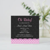 Pink Polka Dots und Lace Girl Baby Dusche Einladung (Stehend Vorderseite)