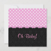 Pink Polka Dots und Lace Girl Baby Dusche Einladung (Rückseite)