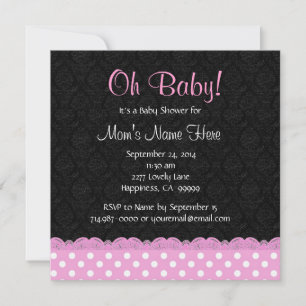 Pink Polka Dots und Lace Girl Baby Dusche Einladung