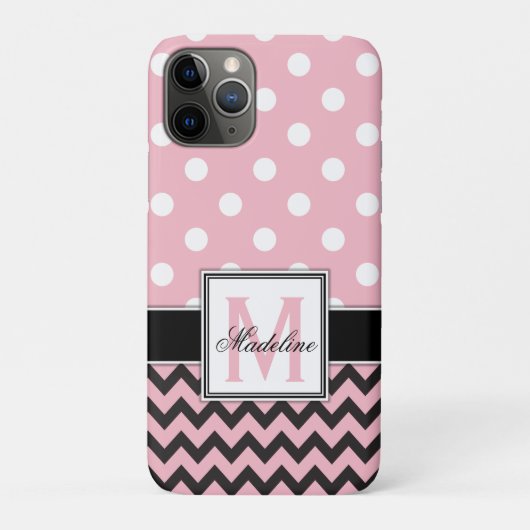 Pink Polka Dots und Zickzack Monongram Mobile Case-Mate iPhone Hülle (Rückseite)