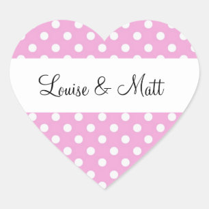 Pink Polka Dots Wedding Herz-Aufkleber