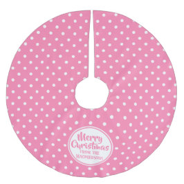 Pink Polka Dots Weihnachtsbaumrock Polyester Weihnachtsbaumdecke