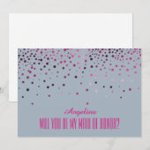 Pink Polka Dots Werden Sie meine TRAUZEUGIN? Einladung (Vorne/Hinten)