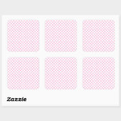 Pink Polka Dots with Customizable Background Quadratischer Aufkleber (Blatt)