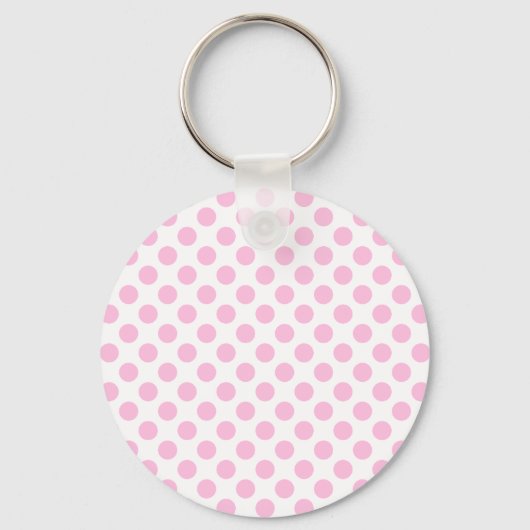 Pink Polka Dots with Customizable Background Schlüsselanhänger (Vorderseite)