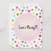 Pink Polka Dots with Heart Einladung (Rückseite)