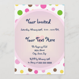 Pink Polka Dots with Heart Einladung