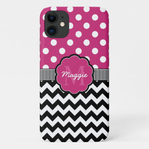 Pink Polka Dots Zickzack Monogramm Case-Mate iPhone Hülle
