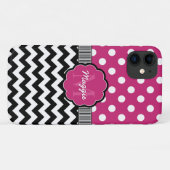 Pink Polka Dots Zickzack Monogramm Case-Mate iPhone Hülle (Rückseite (Horizontal))