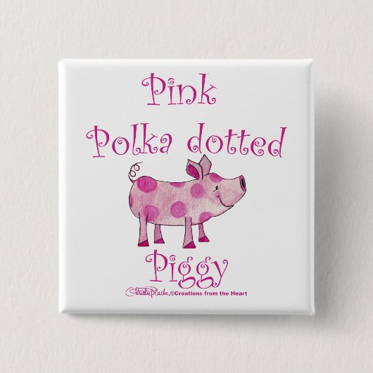 Pink Polka Dotted Piggy Button (Vorderseite)