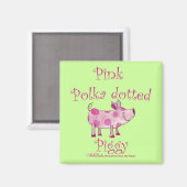 Pink Polka Dotted Piggy Magnet (Vorderseite/Rückseite)