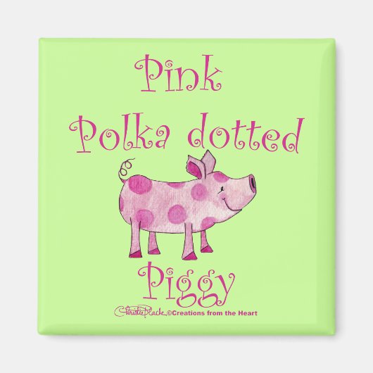 Pink Polka Dotted Piggy Magnet (Vorne)