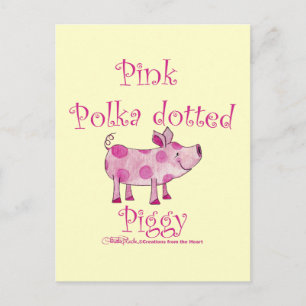 Pink Polka Dotted Piggy Postkarte
