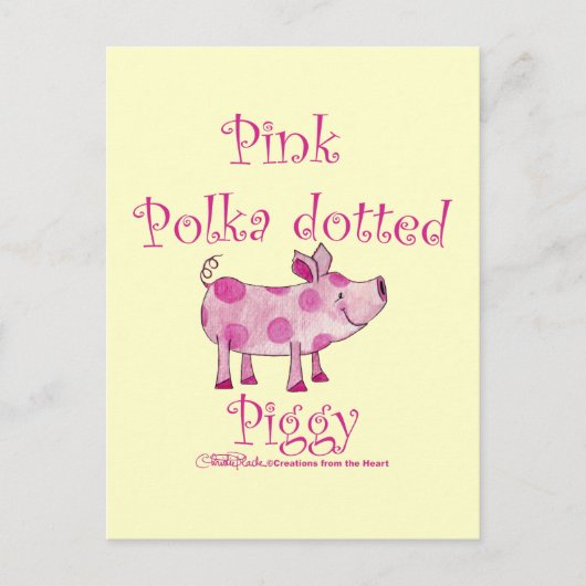 Pink Polka Dotted Piggy Postkarte (Vorderseite)