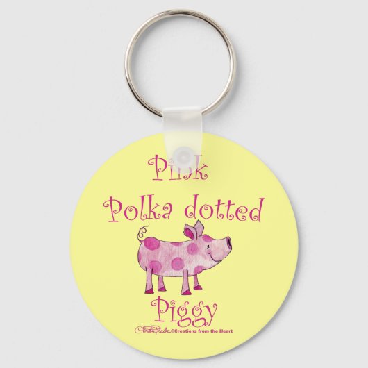 Pink Polka Dotted Piggy Schlüsselanhänger (Vorderseite)