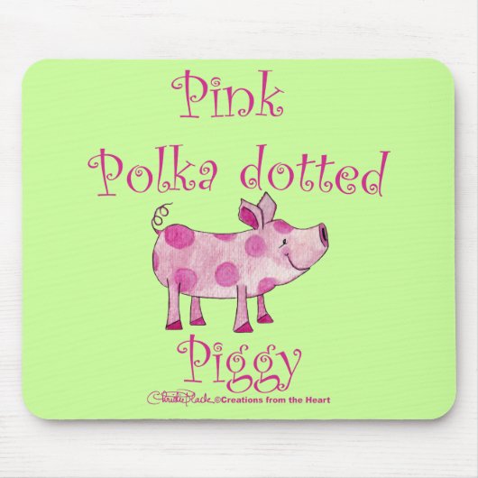 Pink Polka gepunktetes Schweine Mousepad (Vorne)