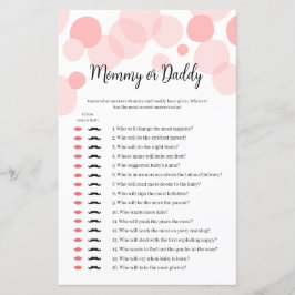 Pink Polka Girl Baby Shower Mommy oder Daddy Game