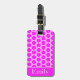 Pink Polka Mit Monogramm Gepäckanhänger