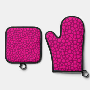 Pink Polka Punkt Kreisel Druck Ofenhandschuh & Topflappen-Set