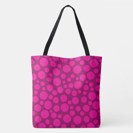 Pink Polka Punkt Kreisel Druck Tasche (Rückseite)
