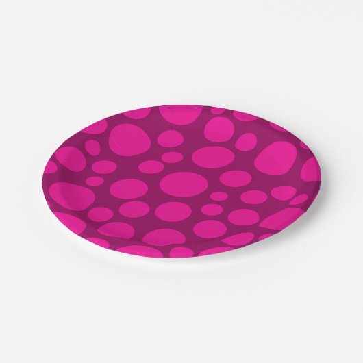 Pink-Polka-Punkt Pappteller (Schrägansicht)