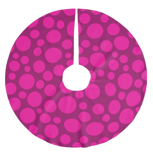 Pink-Polka-Punkt Polyester Weihnachtsbaumdecke (Vorderseite)