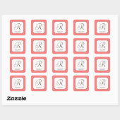 Pink-Polka-Punkt-Single-Monogramm-Buchstaben Quadratischer Aufkleber (Blatt)