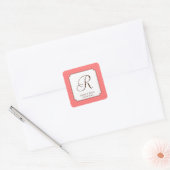 Pink-Polka-Punkt-Single-Monogramm-Buchstaben Quadratischer Aufkleber (Umschlag)