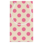 Pink Polka Punkte auf creme kleine Geschenktüte (Rückseite)