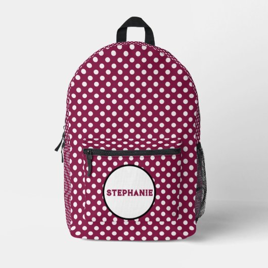 Pink-Polka-Punkte Bedruckter Rucksack (Vorderseite)